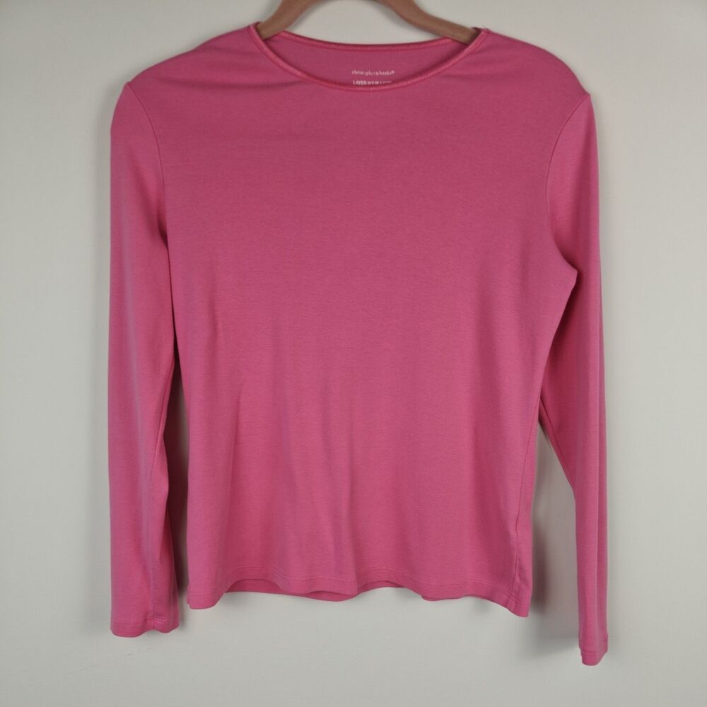 Christopher & Banks Womens Long Sleeve 100% Cotton  Solid Pink Small